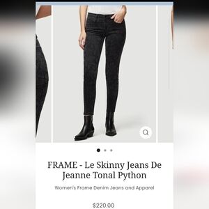 NWT FRAME - Le Skinny Jeans De Jeanne Tonal Python Sz 28